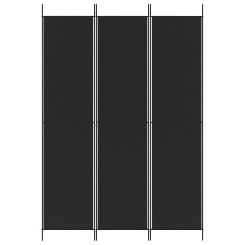 Parawan 3-panelowy, czarny, 150x220 cm, tkanina