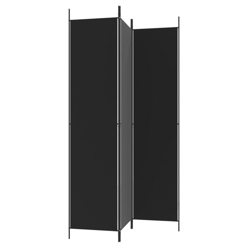 Parawan 3-panelowy, czarny, 150x220 cm, tkanina