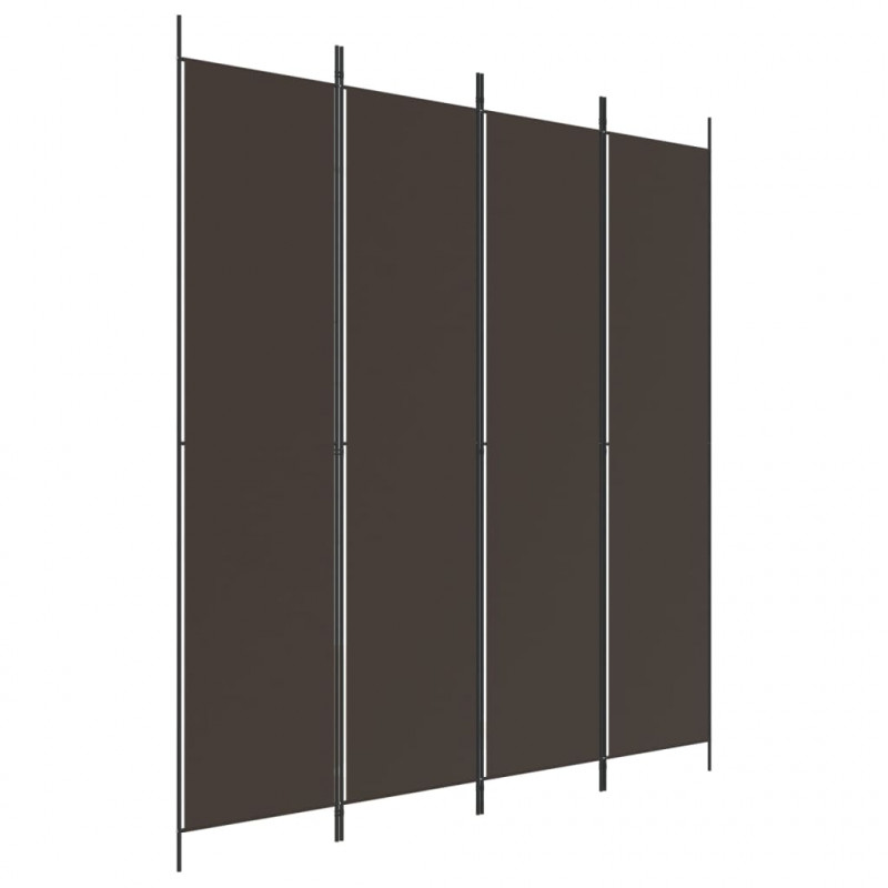 Parawan 4-panelowy, brązowy, 200x220 cm, tkanina