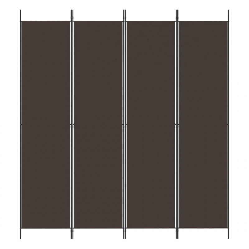 Parawan 4-panelowy, brązowy, 200x220 cm, tkanina