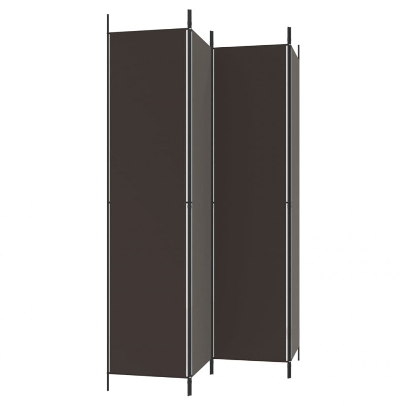 Parawan 4-panelowy, brązowy, 200x220 cm, tkanina