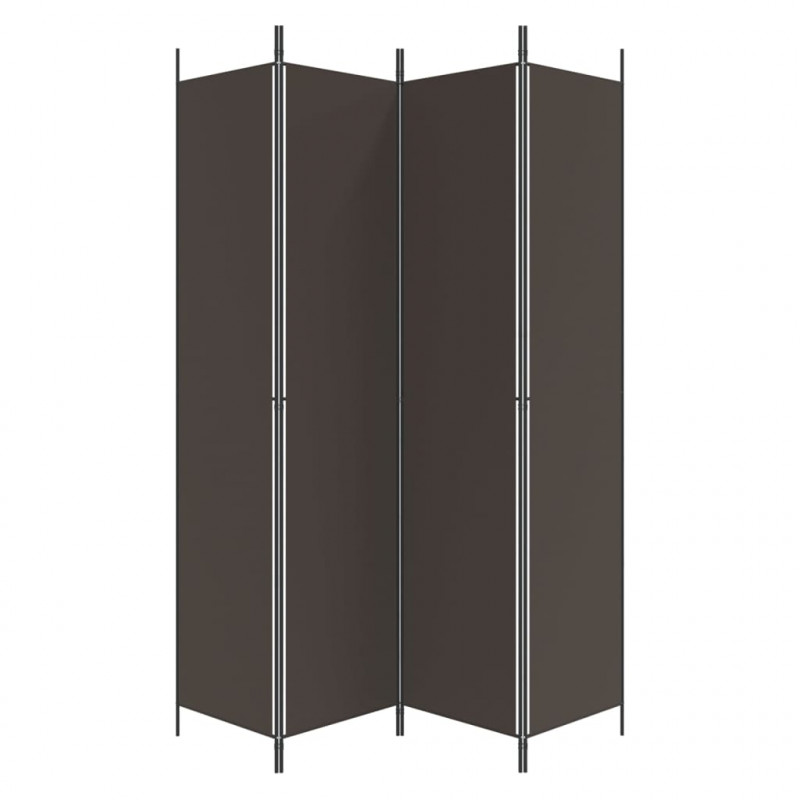 Parawan 4-panelowy, brązowy, 200x220 cm, tkanina