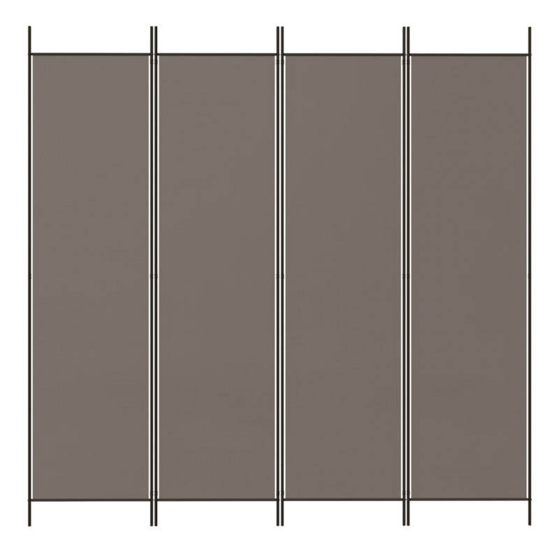 Parawan 4-panelowy, antracytowy, 200x220 cm, tkanina