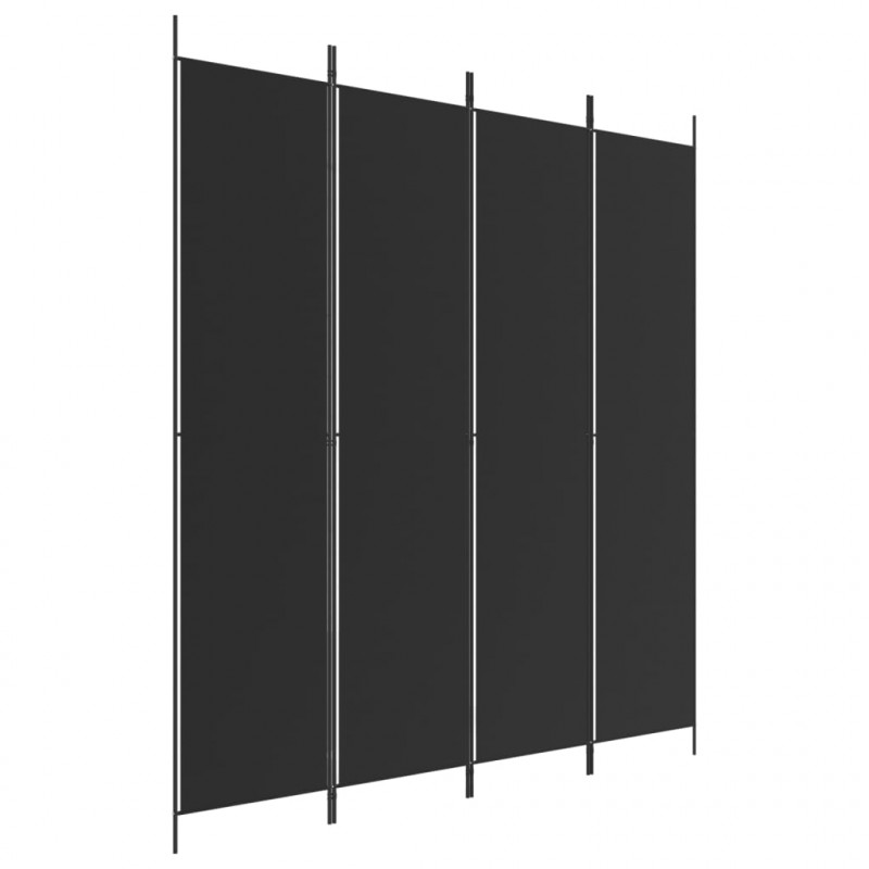 Parawan 4-panelowy, czarny, 200x220 cm, tkanina