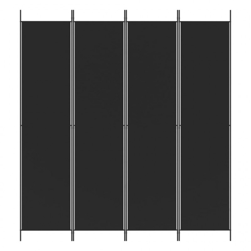 Parawan 4-panelowy, czarny, 200x220 cm, tkanina