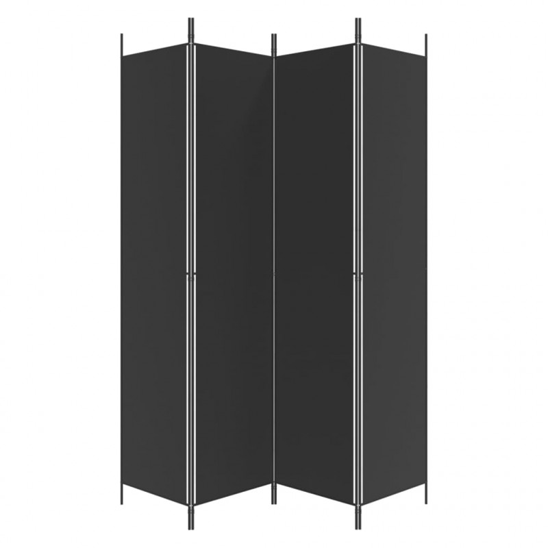 Parawan 4-panelowy, czarny, 200x220 cm, tkanina