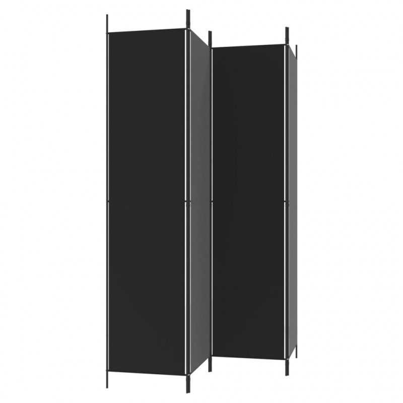 Parawan 4-panelowy, czarny, 200x220 cm, tkanina
