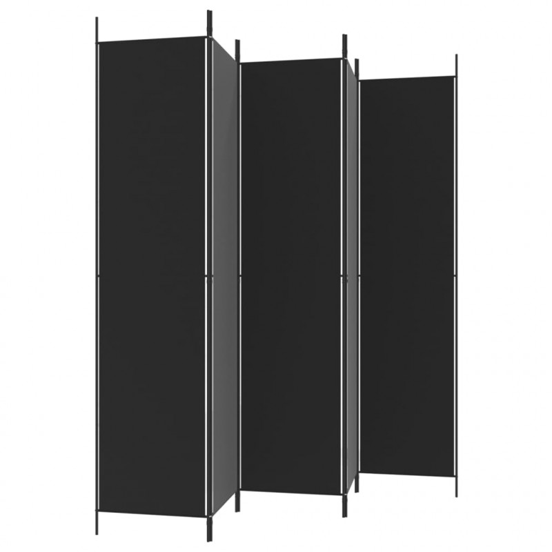 Parawan 5-panelowy, czarny, 250x220 cm, tkanina