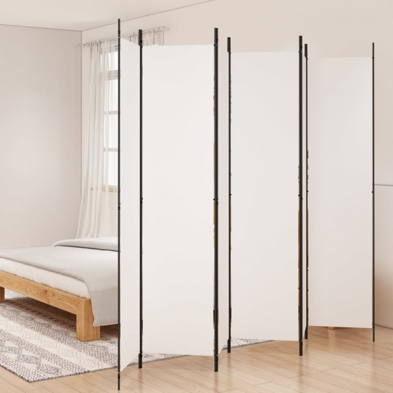 Parawan 6-panelowy, biały, 300x220 cm, tkanina