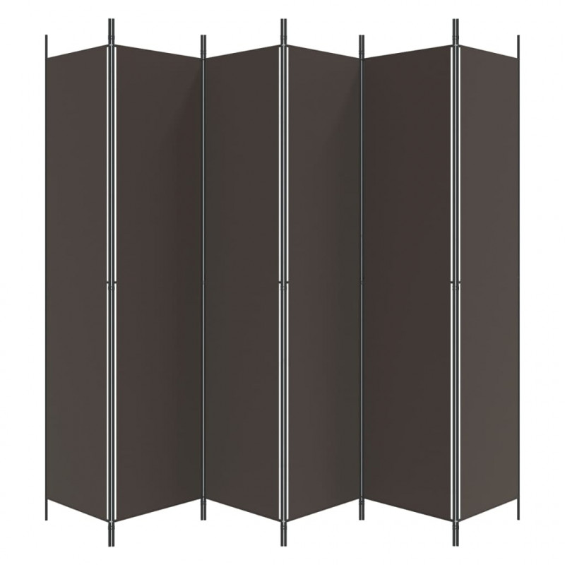 Parawan 6-panelowy, brązowy, 300x220 cm, tkanina