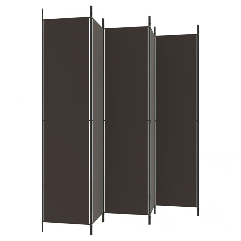 Parawan 6-panelowy, brązowy, 300x220 cm, tkanina