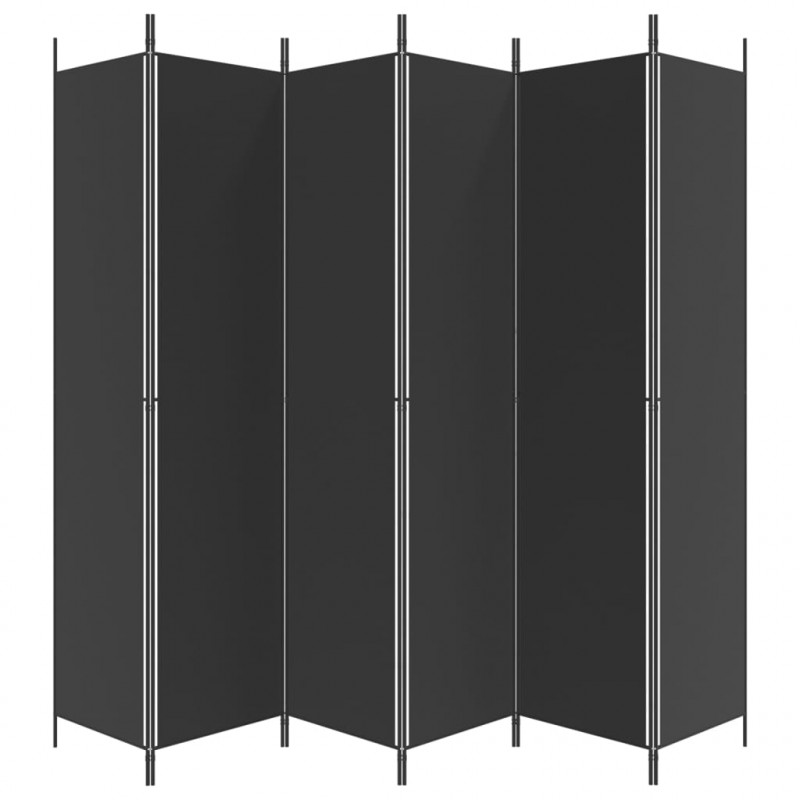 Parawan 6-panelowy, czarny, 300x220 cm, tkanina