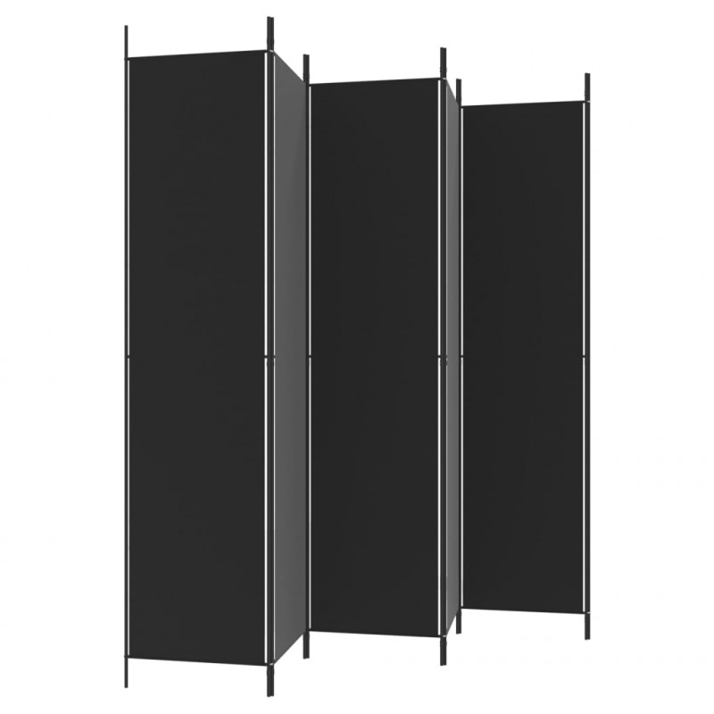 Parawan 6-panelowy, czarny, 300x220 cm, tkanina
