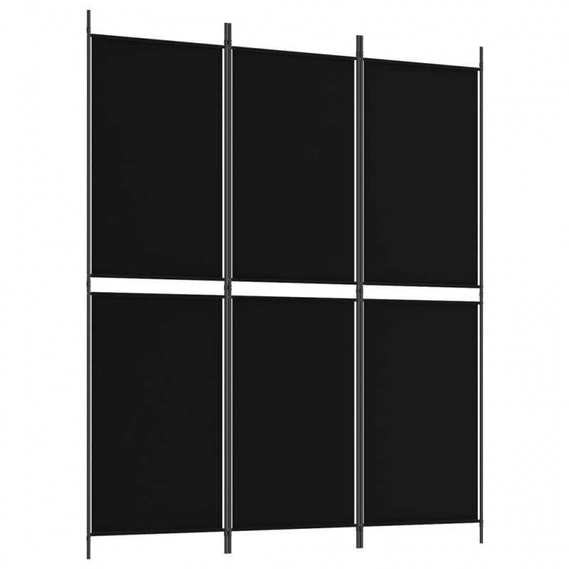 Parawan 3-panelowy, czarny, 150 x 180 cm, tkanina