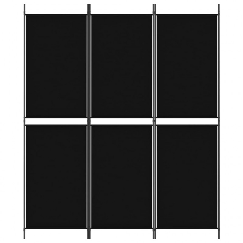 Parawan 3-panelowy, czarny, 150 x 180 cm, tkanina