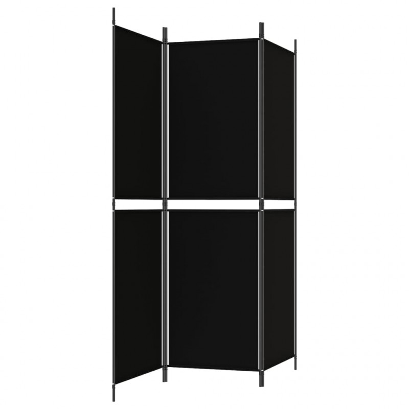 Parawan 3-panelowy, czarny, 150 x 180 cm, tkanina