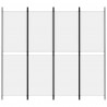 Parawan 4-panelowy, biały, 200 x 180 cm, tkanina