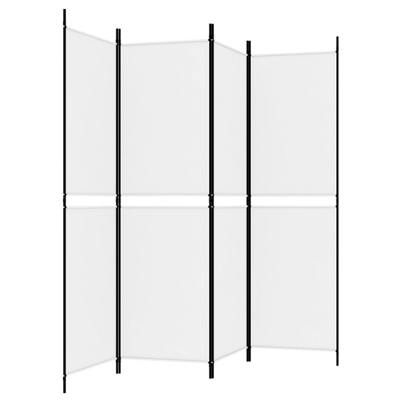 Parawan 4-panelowy, biały, 200 x 180 cm, tkanina