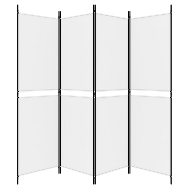 Parawan 4-panelowy, biały, 200 x 180 cm, tkanina