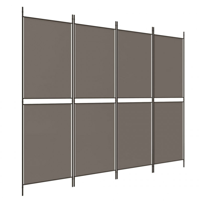 Parawan 4-panelowy, antracytowy, 200 x 180 cm, tkanina