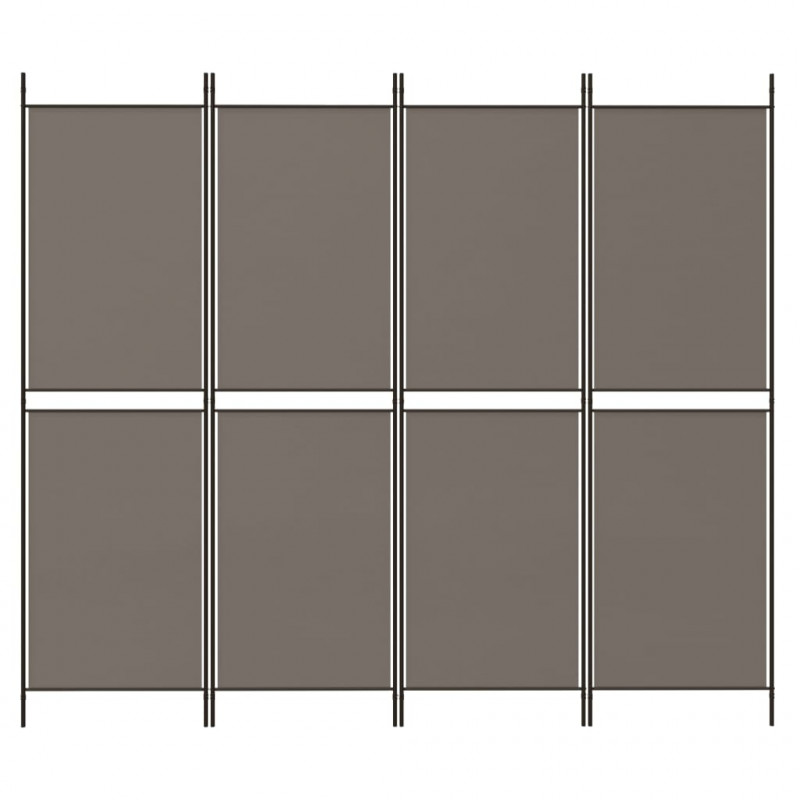 Parawan 4-panelowy, antracytowy, 200 x 180 cm, tkanina