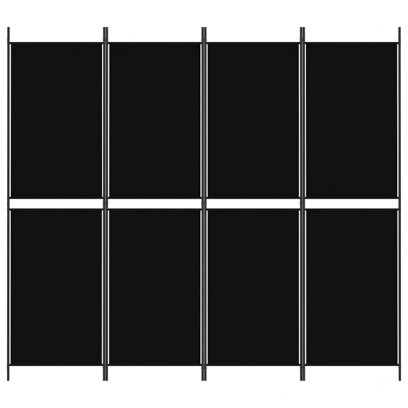 Parawan 4-panelowy, czarny, 200 x 180 cm, tkanina