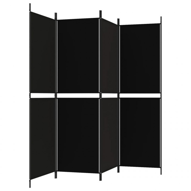 Parawan 4-panelowy, czarny, 200 x 180 cm, tkanina