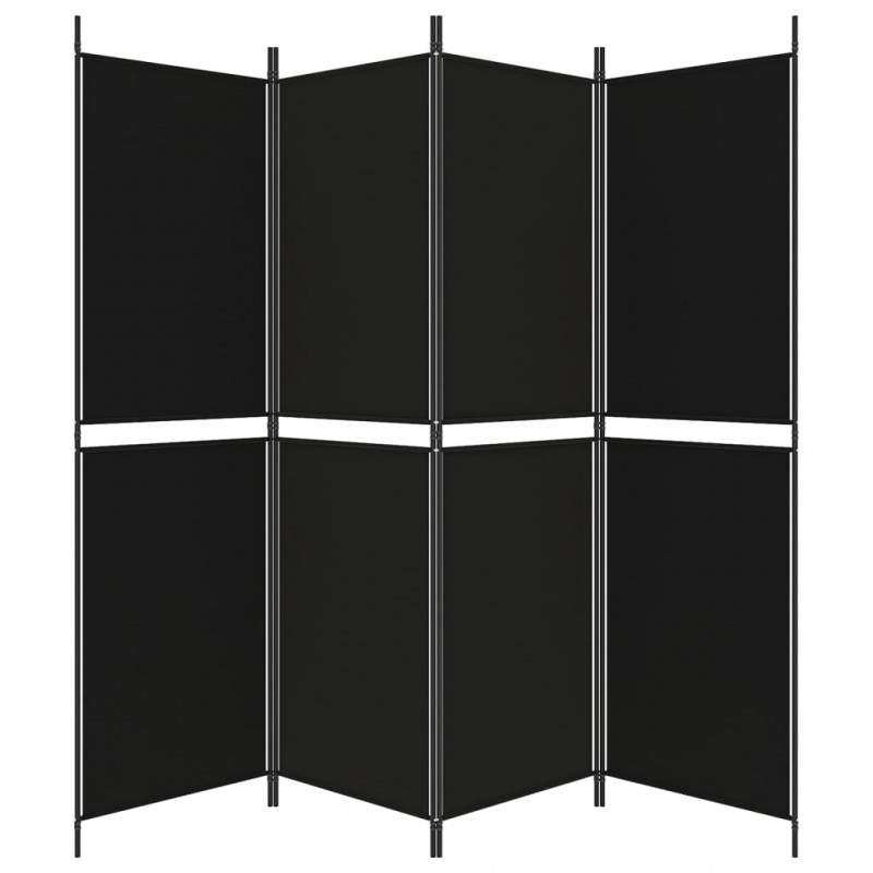 Parawan 4-panelowy, czarny, 200 x 180 cm, tkanina