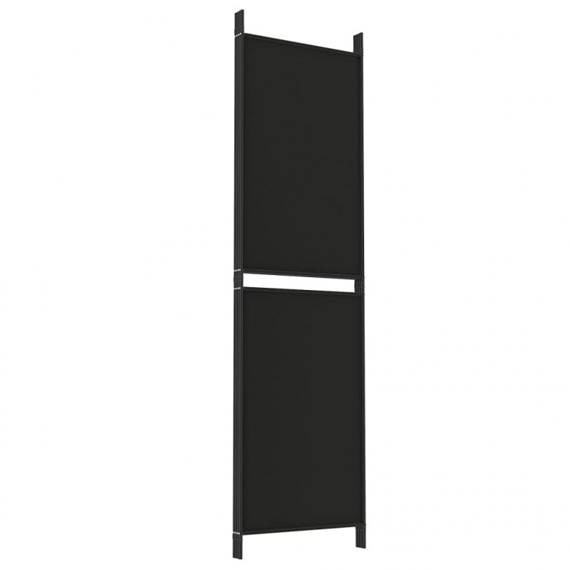 Parawan 4-panelowy, czarny, 200 x 180 cm, tkanina