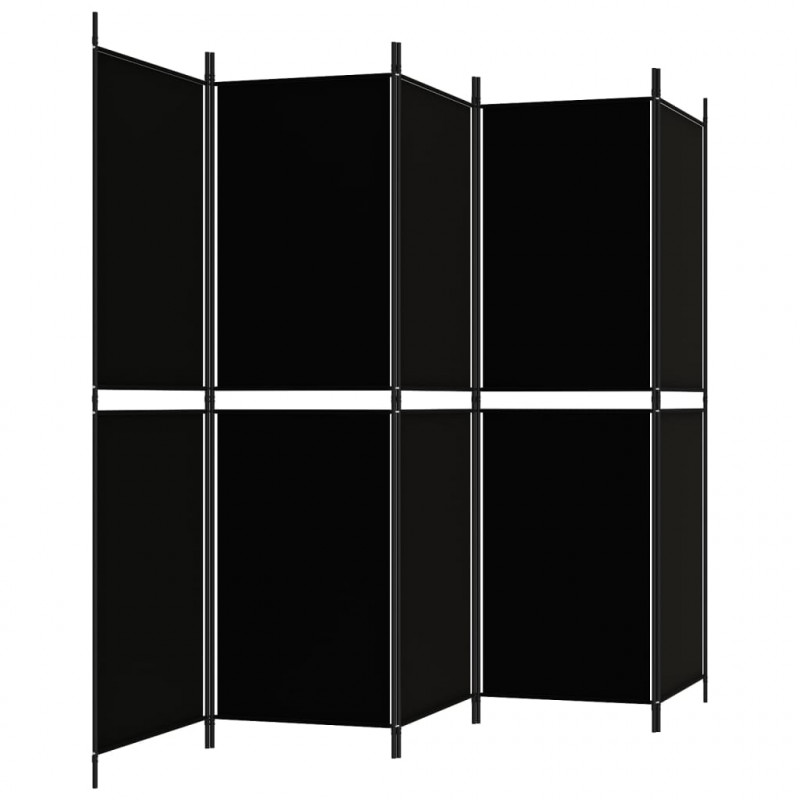 Parawan 5-panelowy, czarny, 250 x 180 cm, tkanina