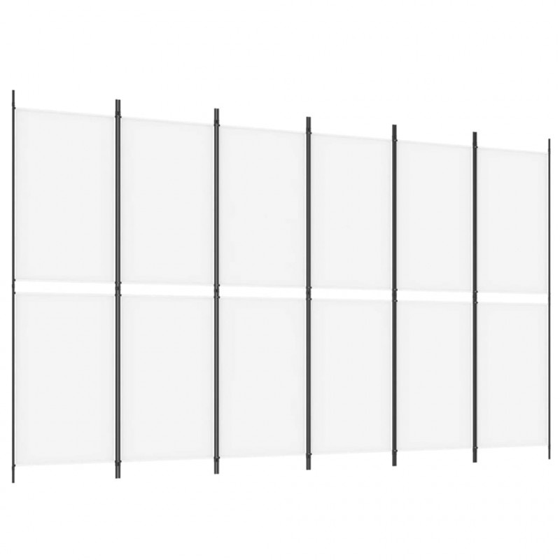 Parawan 6-panelowy, biały, 300 x 180 cm, tkanina