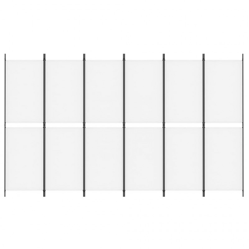Parawan 6-panelowy, biały, 300 x 180 cm, tkanina