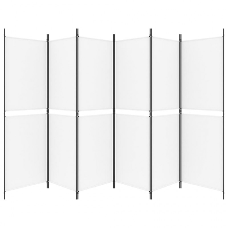Parawan 6-panelowy, biały, 300 x 180 cm, tkanina