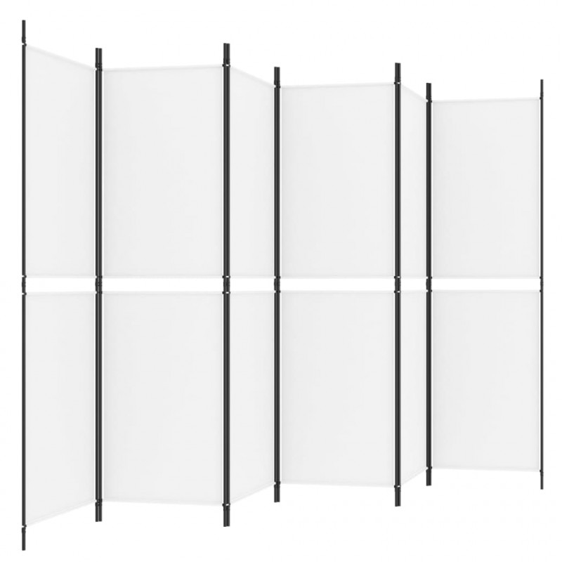 Parawan 6-panelowy, biały, 300 x 180 cm, tkanina