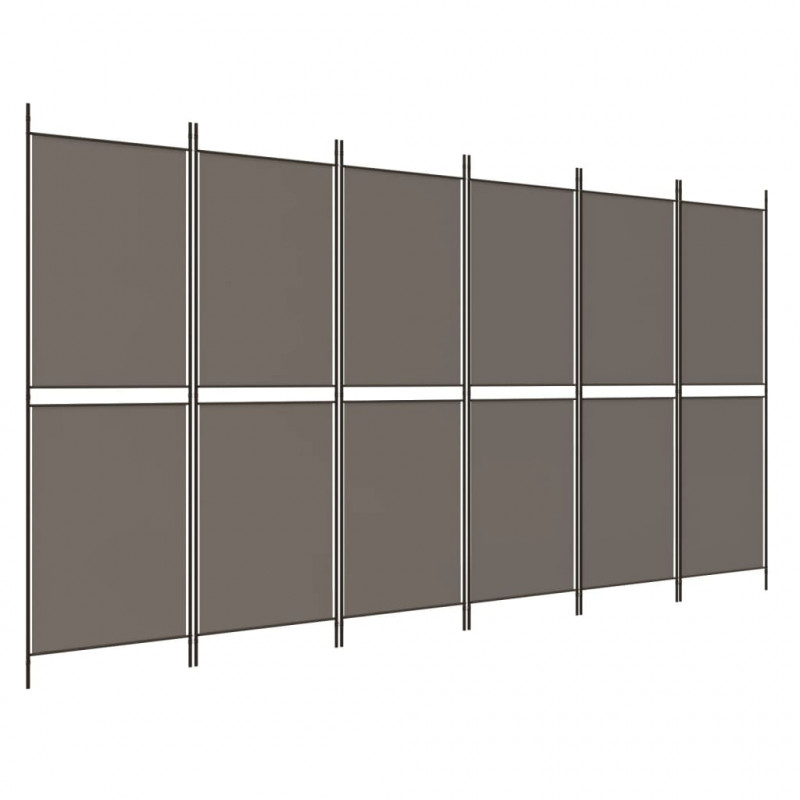 Parawan 6-panelowy, antracytowy, 300 x 180 cm, tkanina