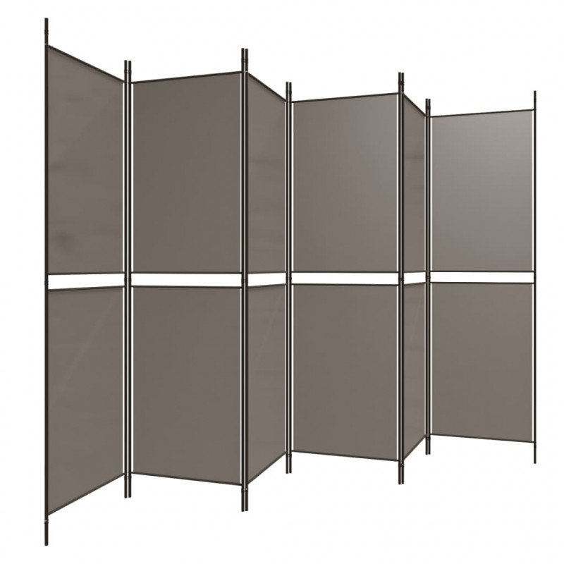 Parawan 6-panelowy, antracytowy, 300 x 180 cm, tkanina