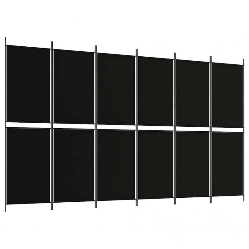 Parawan 6-panelowy, czarny, 300 x 180 cm, tkanina