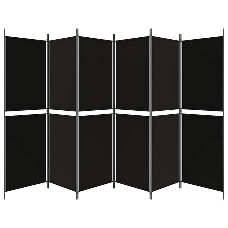 Parawan 6-panelowy, czarny, 300 x 180 cm, tkanina