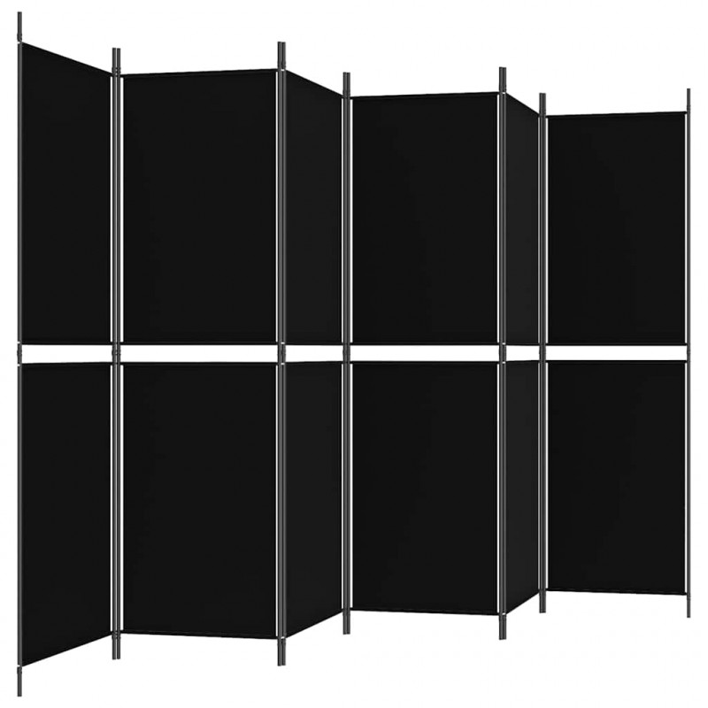 Parawan 6-panelowy, czarny, 300 x 180 cm, tkanina