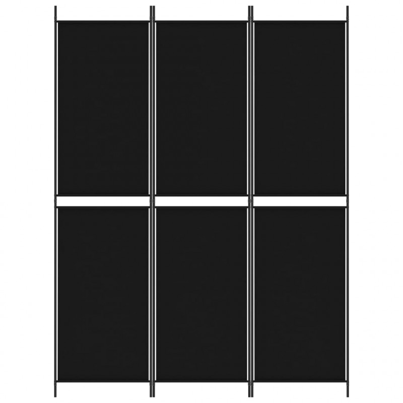 Parawan 3-panelowy, czarny, 150x200 cm, tkanina