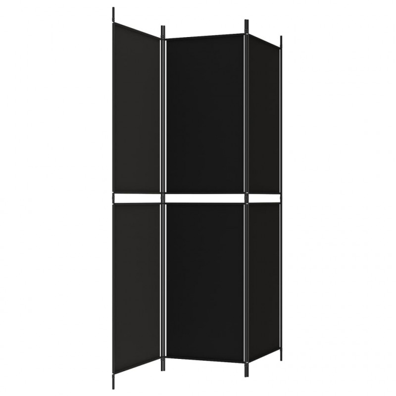 Parawan 3-panelowy, czarny, 150x200 cm, tkanina