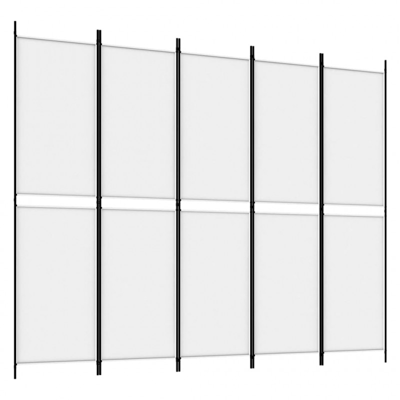 Parawan 5-panelowy, biały, 250x200 cm, tkanina