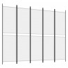 Parawan 5-panelowy, biały, 250x200 cm, tkanina