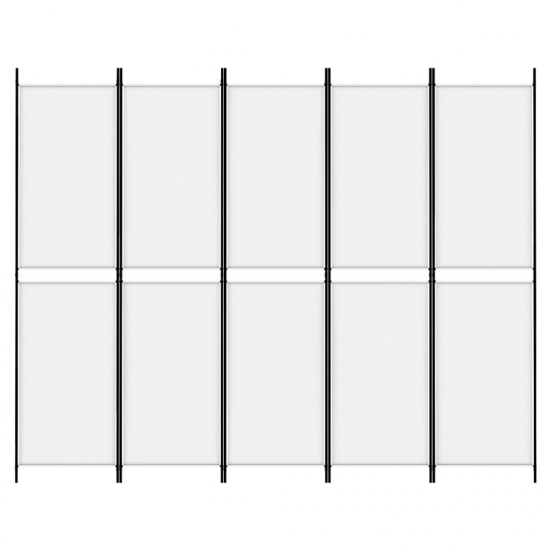 Parawan 5-panelowy, biały, 250x200 cm, tkanina
