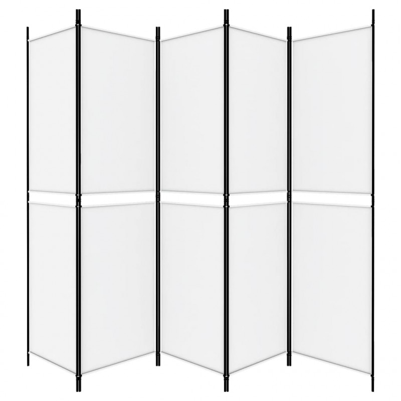 Parawan 5-panelowy, biały, 250x200 cm, tkanina