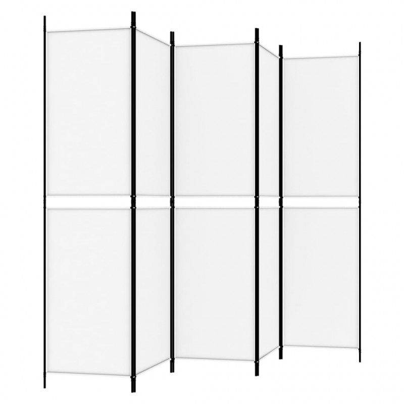 Parawan 5-panelowy, biały, 250x200 cm, tkanina