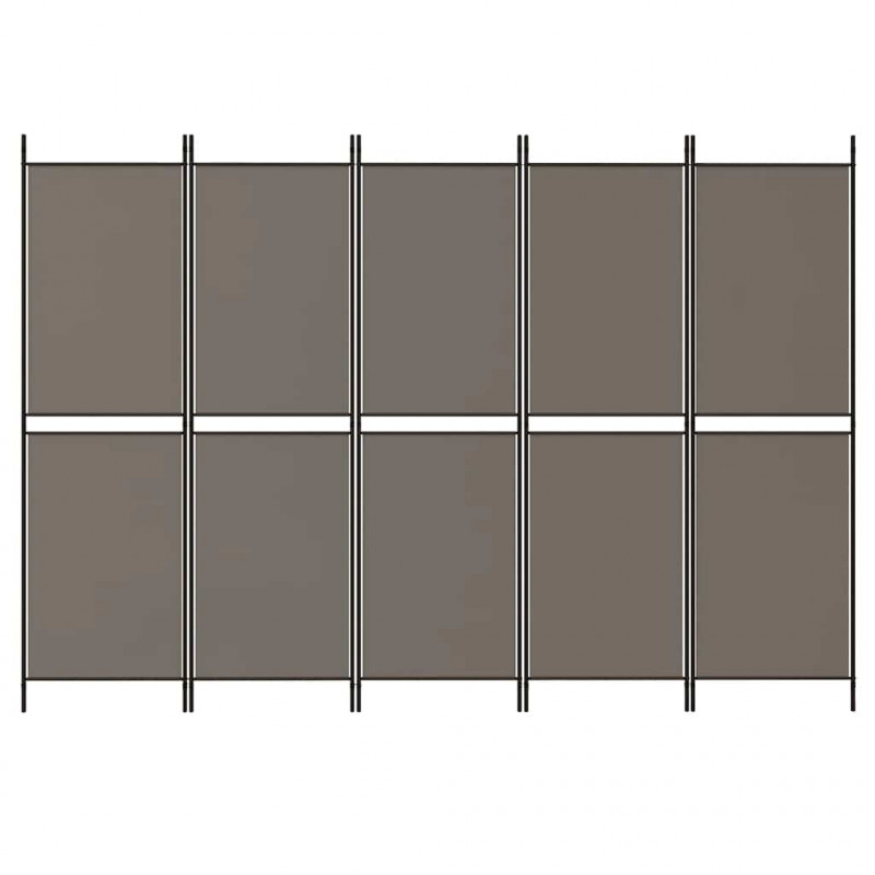 Parawan 5-panelowy, antracytowy, 250x200 cm, tkanina