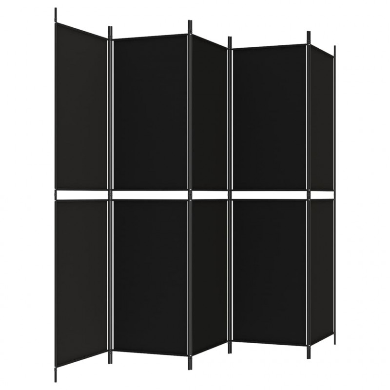 Parawan 5-panelowy, czarny, 250x200 cm, tkanina