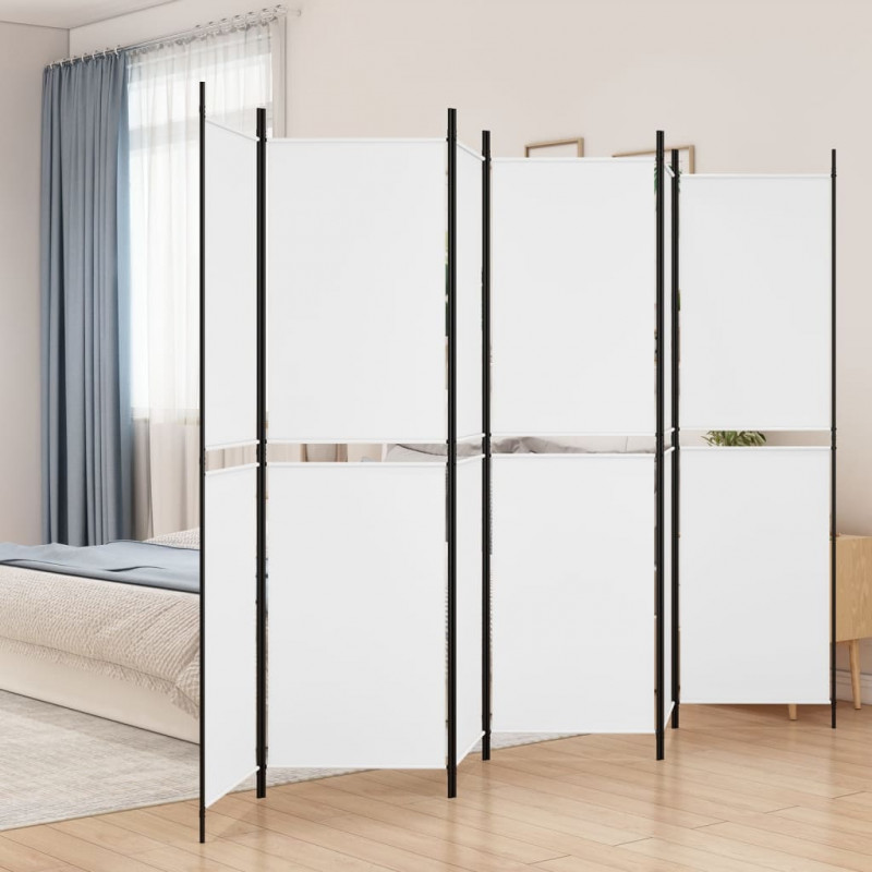 Parawan 6-panelowy, biały, 300 x 200 cm, tkanina