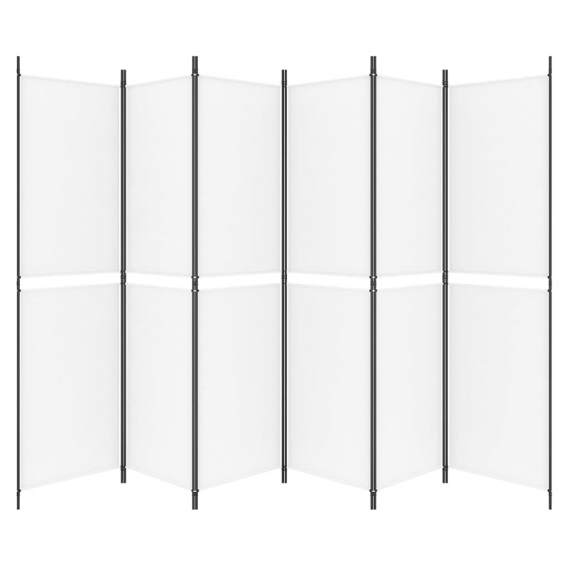 Parawan 6-panelowy, biały, 300 x 200 cm, tkanina